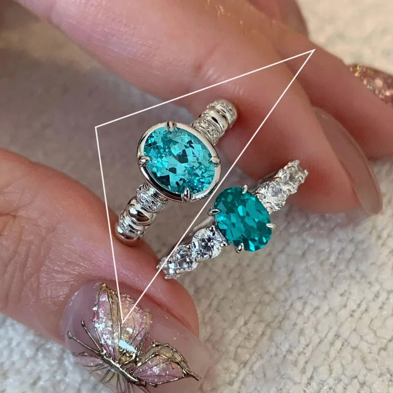VENTFILLE 925 Sterling Silve Green Crystal Geometry Ring Square Retro Sweet Jewelry Birthday Gift Dropshipping