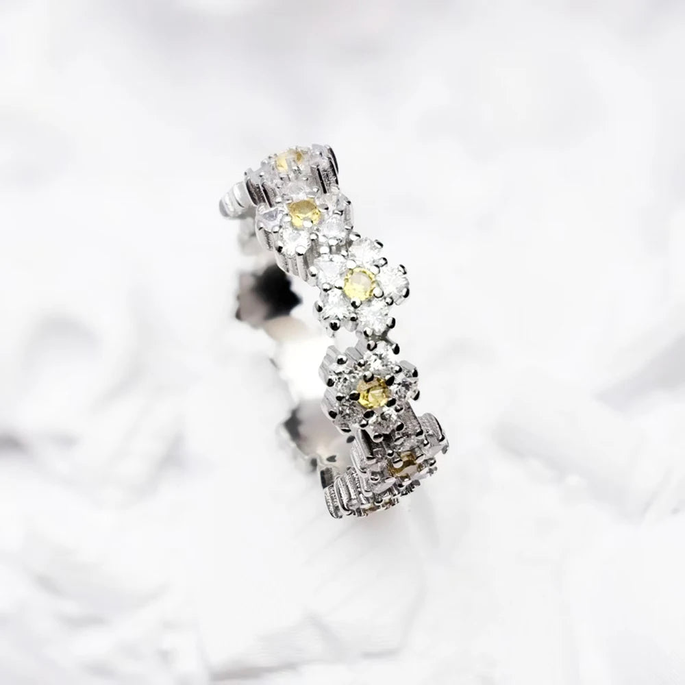 Lovely Daisy Flower Ring Europe Bohemia Fine Jewelry For Women Brand New Solid 925 Sterling Silver Gift