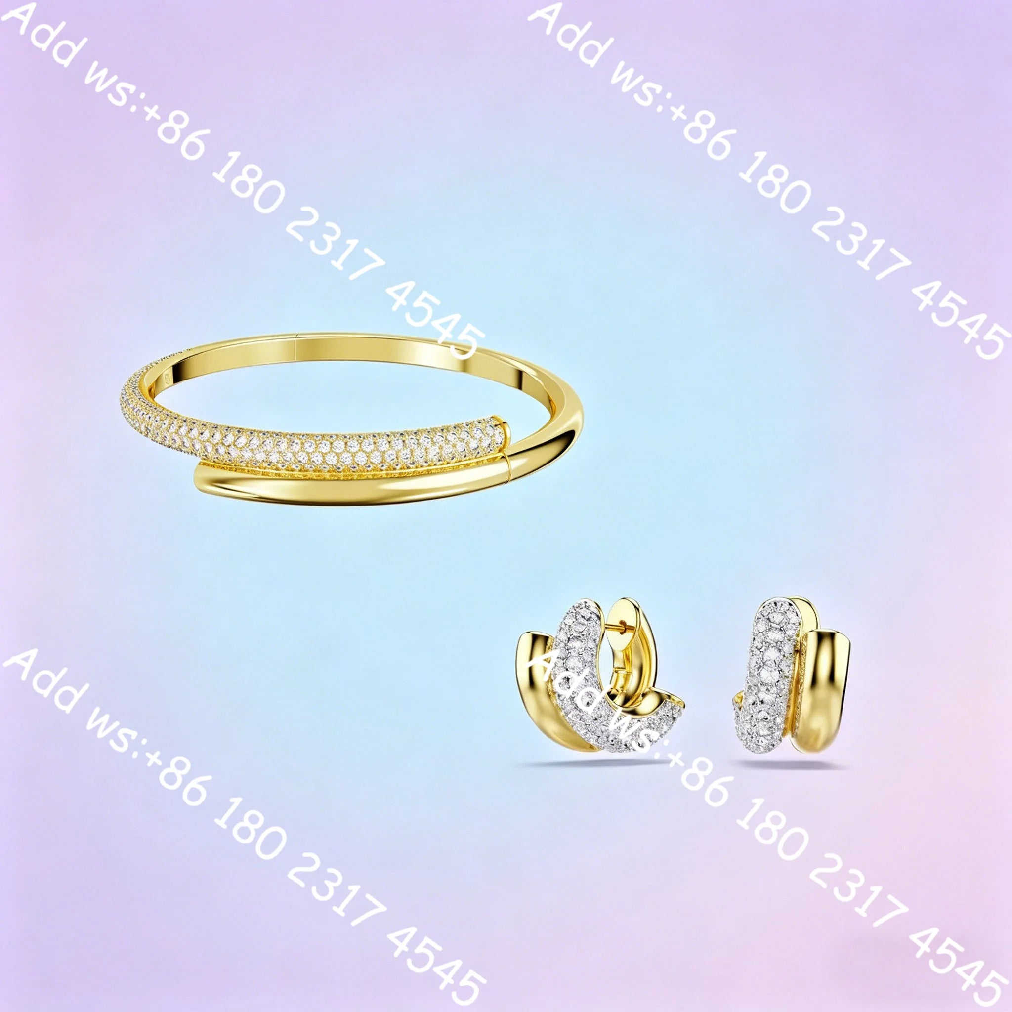 Light luxury Double Circle Zircon Jewelry Set, Necklace Earrings Bracelet Ring Set,Elegant Minimalist