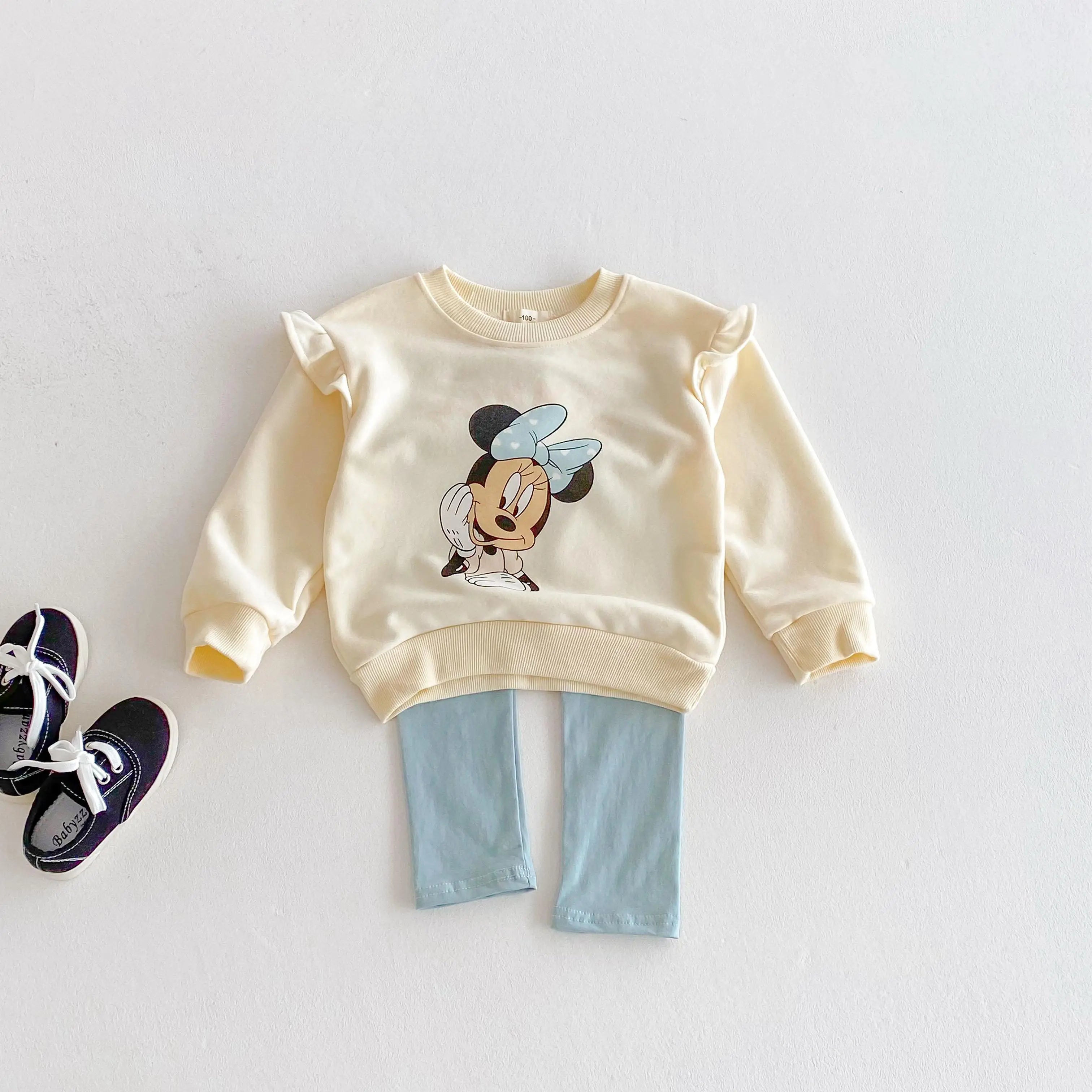 Autumn Winter Girl Sweatshirt Hoodies Clothing Set Mickey Mouse Top + Pants Kids Girl Children Girl Child Bottom Top Suit