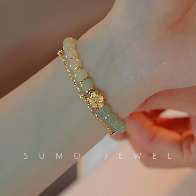 Lucky Hetian Jade Antique Bracelet Creative All-Match Auspicious Cute Female Temperamental Fashion Gifts Femme