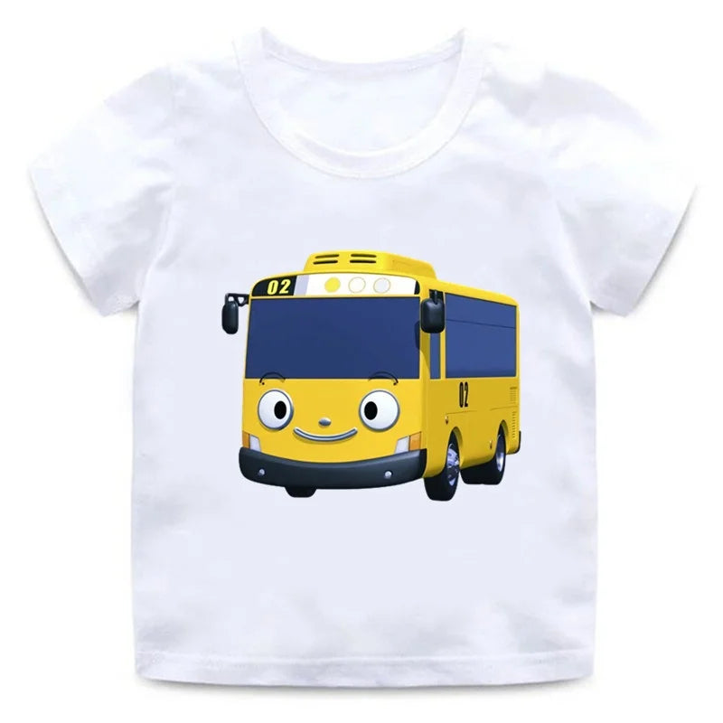 Tayo the Little Bus Cartoon Kids Print Funny Summer Tops Men Women Adults Children Boy Gril Kids Parent Child Cotton T shirt