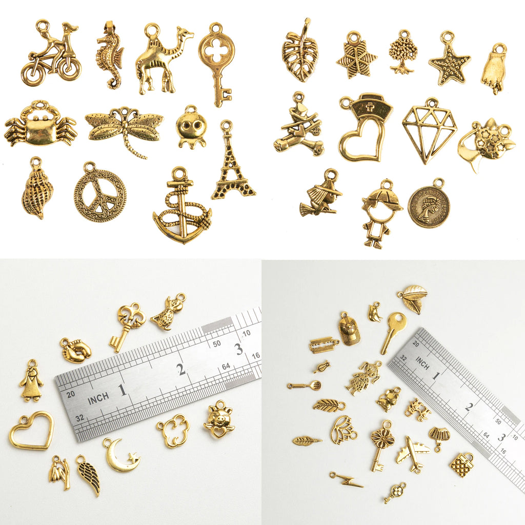 CHuangQi Bulk Lots Jewelry Making Charms Mixed Smooth Metal Charms Pendants Bracelet Necklace Making DIY Project Accessories
