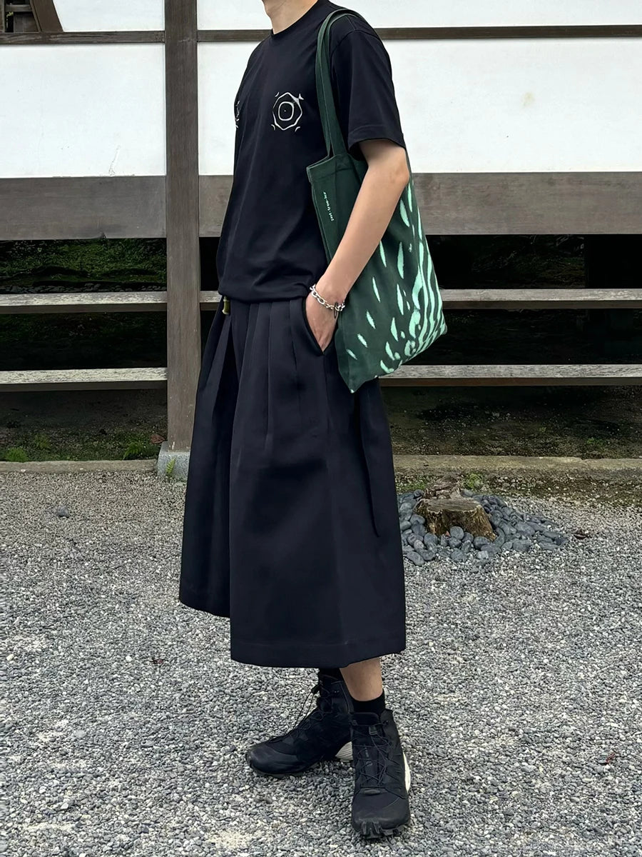 REDDACHiC Unisex Black Baggy Jorts Women Bloomers High Waist Pleated Front Plain Casual Extra-Wide Leg Short Pants Acubi Fashion