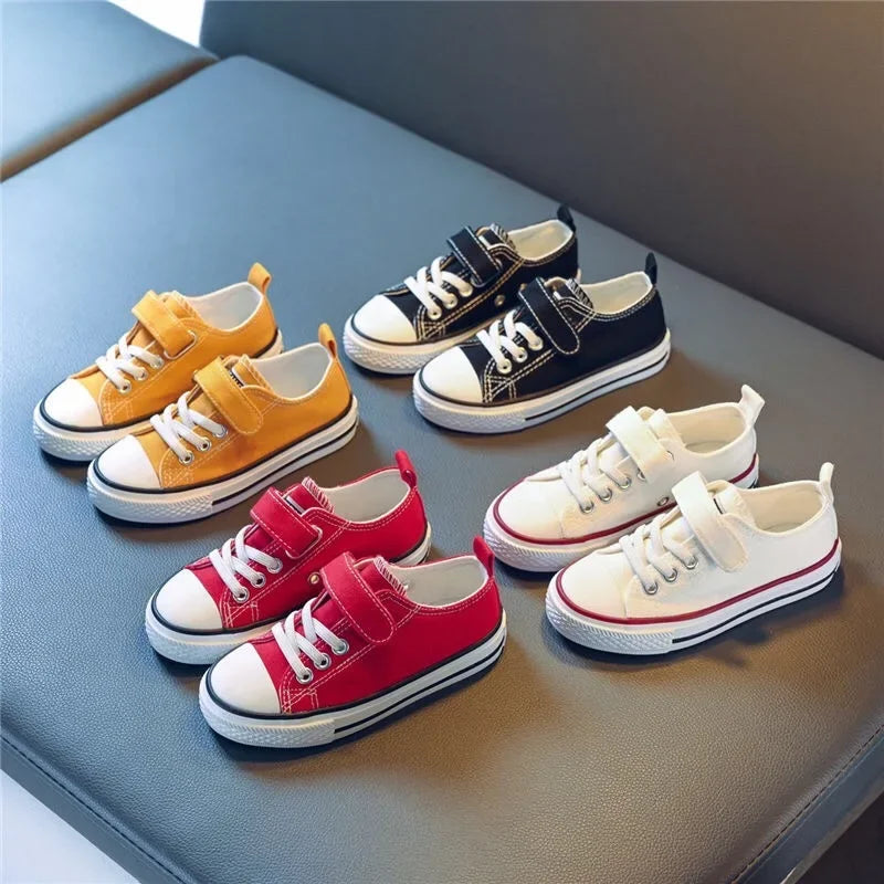 2023 New Children's Canvas Shoes Boy's Girls Small White Magic Stickers Student Baby Board Shoes Summer Rubber Outsole