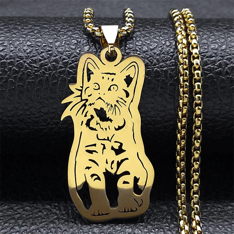 Cute Cat Ragdoll Kitty Pendant Necklace for Women Men Stainless Steel Silver Color Chain Pet Lover Gift Jewelry colar N3213S01