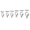 100pcs 9 10 11 12 13 15mm Stainless Steel Lobster Clasp Hook for DIY Necklace Bracelet Chain Jewelry Making Findings Accessories