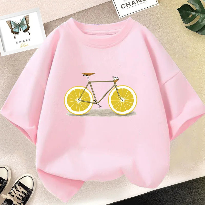 Lovely Avocado T Shirts for Girls Tops Summer Loose Cartoon Aesthetic Casual T Shirt Vintage Lemon Fruit Tshirt