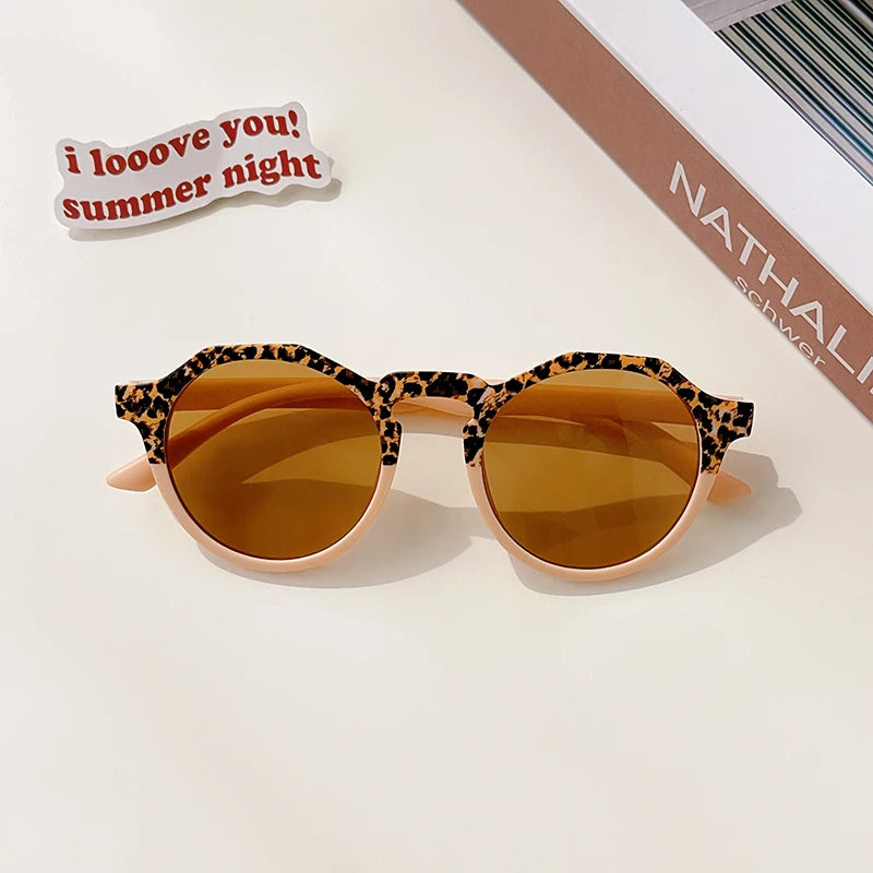 New Boys Girls Double Leopard Round Outdoor Children Sun Protection Sunglasses Kids Colors Protect Eyes Baby UV400 Sunglasses