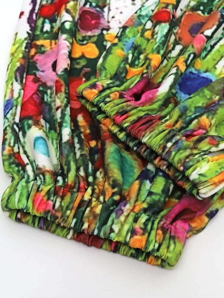 New Women's Sling Bodysuit Pants Sleeveless Floral Printed Wide Leg Pants Casual Outdoor Loose Backless Comfortable Breathable