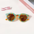 New Children Cute Checker Panel Color Round UV400 Sunglasses Baby Girls Outdoor Sun Protection Sunglasses Kid Sun Glasses