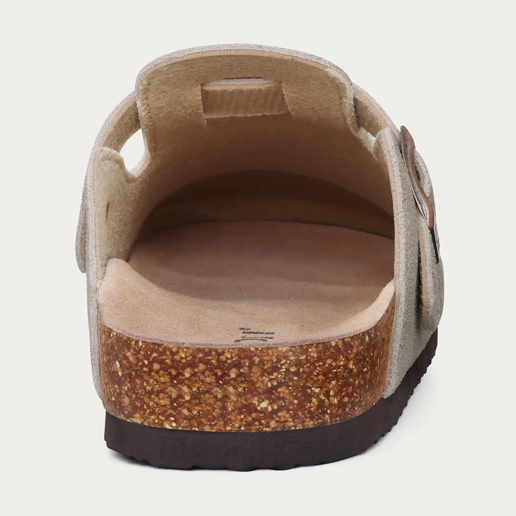 Crestar Women's Clogs Mules Cork Clogs Slippers Men Outdoor Mules Suede Clogs Shoes with Arch Support Mule Leather Clogs Sandal