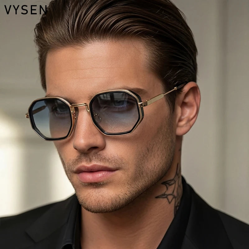 Steampunk Octagon Sunglasses Men 2026 Luxury Designer Square Punk Metal Frame Sun Glasses For Male Eyewear Trendy Shades Outdoor
