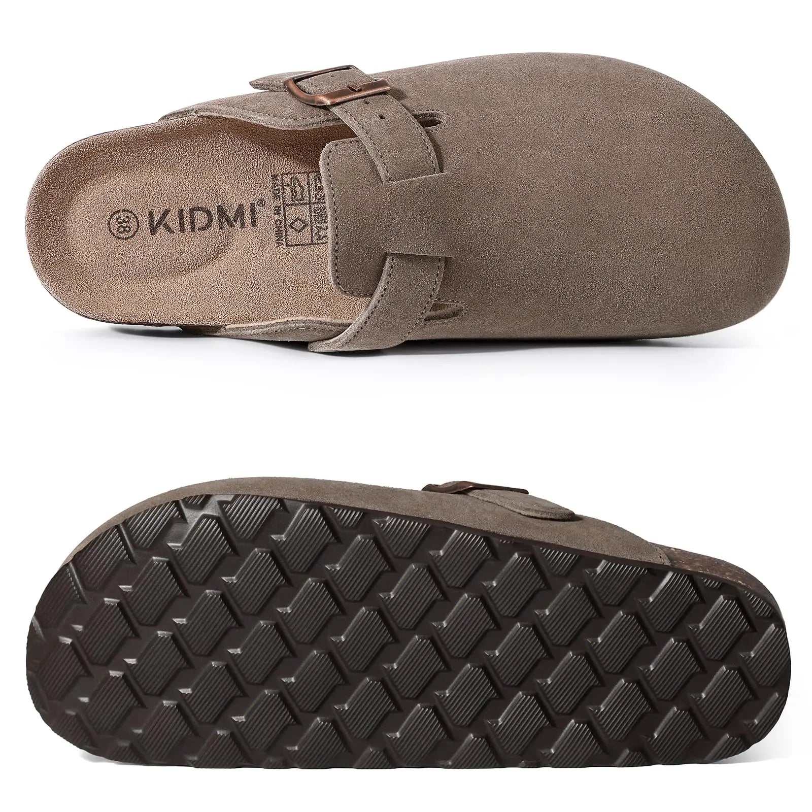 Litfun Classic Cork Clogs For Women Men Genuine Summer Clogs with Arch Support Cork Leather Home Mules Shoes Thick Beach Sandals