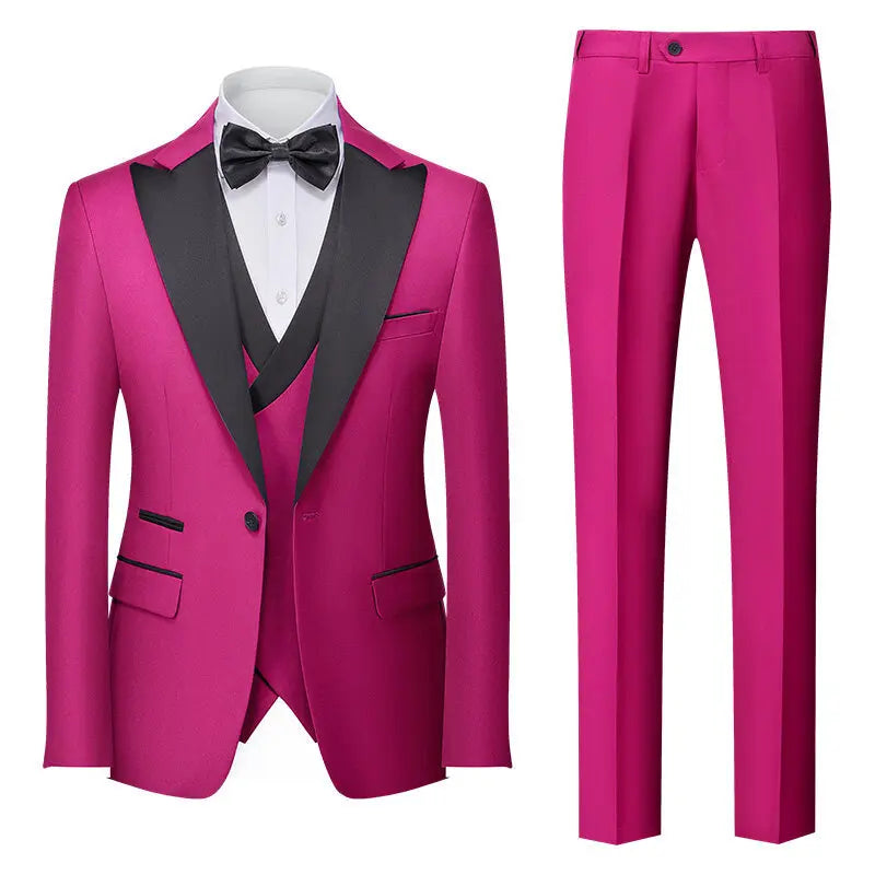 Casual Slim Fit Wedding Groomsmen Business Suit Three Piece Set Cotton Blend Polyester Fiber Single Button Summer Fashion