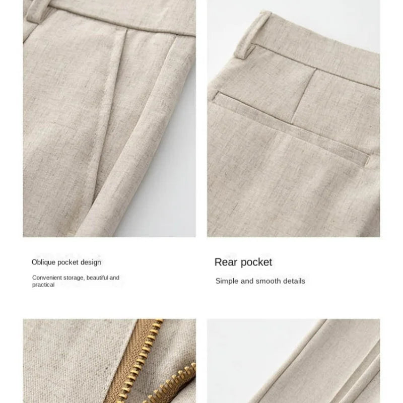 Pleated Thick Men Linen Pants Formal Clothes For Men Suits Pants High Quality 2025 Slim Fit British Business Dress Trousers male