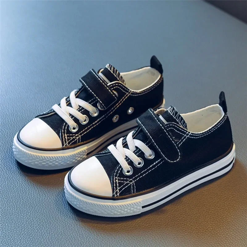2023 New Children's Canvas Shoes Boy's Girls Small White Magic Stickers Student Baby Board Shoes Summer Rubber Outsole