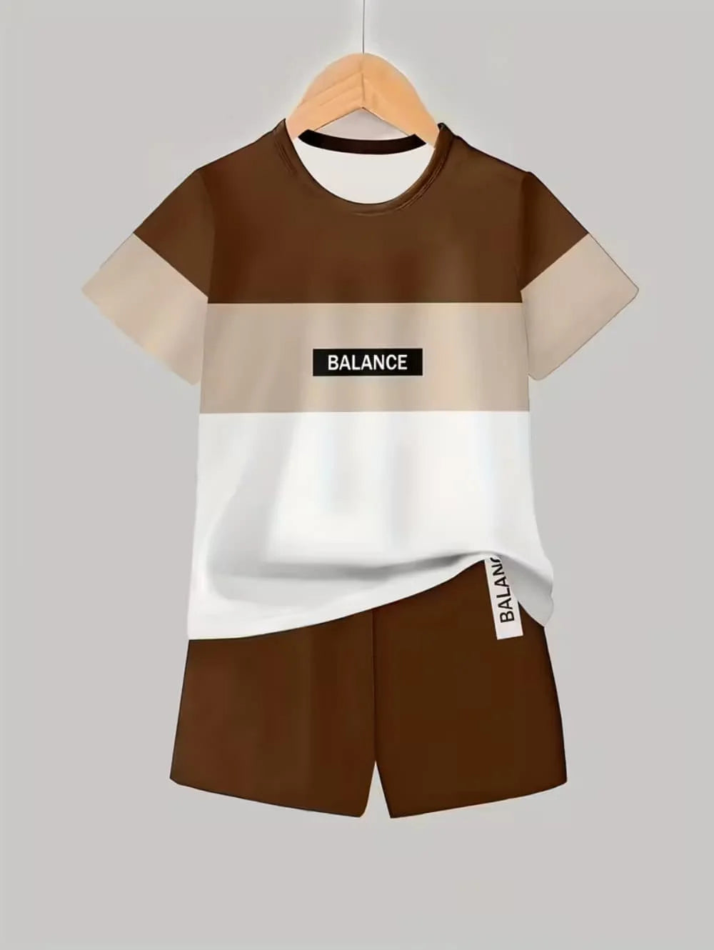 Boys Clothes Casual Colorblock Short Sleeve T-Shirt Shorts Set 2PCS Comfort Outdoor Quick Drying Sport Shirt Casual Children Top