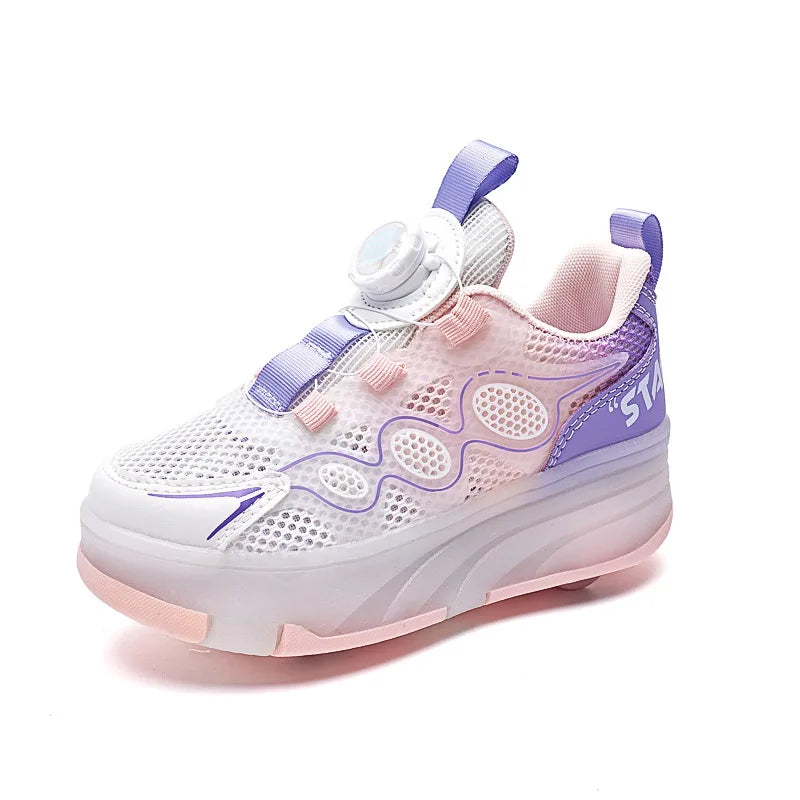 Children's Roller Skates Sports Inline Skating Shoes Boys And Girls Breathable Wheel Shoes Summer Lighting Four-Wheel Gliding...