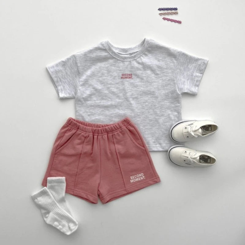 Summer Kids Clothes Set T-Shirt+Shorts Casual Outdoor Letters Print Suit Cotton Soft Breathable Two-Piece Kid Casual Tracksuits