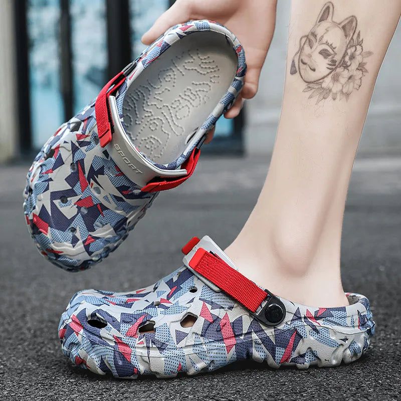 Shoes Men's Clogs Slippers Sandals 46 47 Male Garden Shoes Flat Camouflage Sandals Male Big Size Outdoor Flip Flops Home Clogs