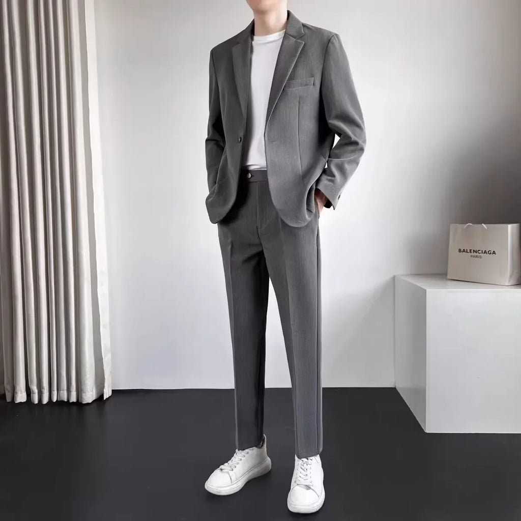 Loose Handsome Summer Suit Jacket Slimming Business Professional Formal Trendy Fashion Set for Men Casual Chic Outfit