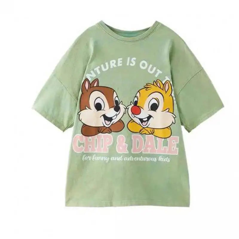 Mickey And Donald Duck Printing Base Shirt Babies Boys Cartoon Round Neck T-shirt Loose New Trendy Pullovers Unisex Summer Wear