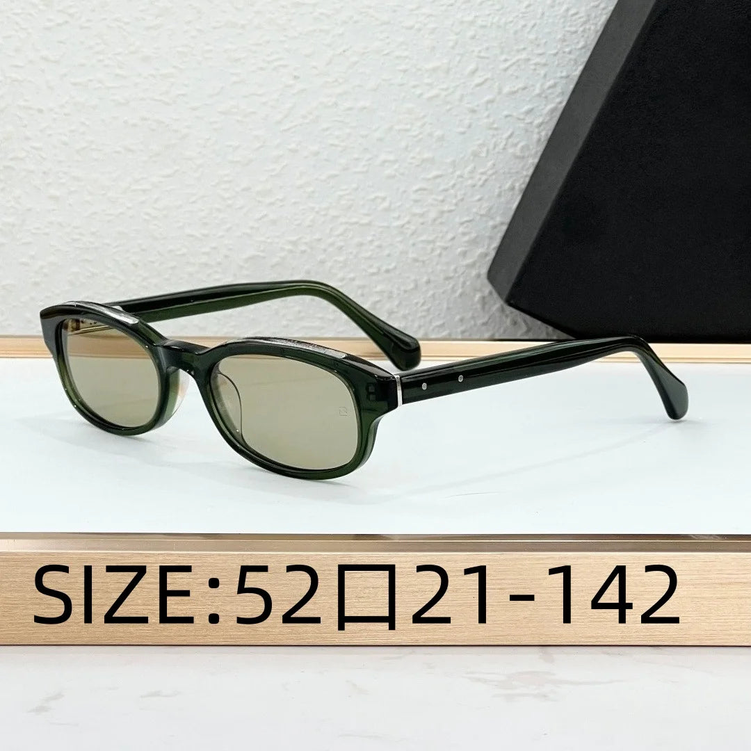 LOWRIDER Oval Sunglasses Thick Acetate Frame UV400 American Vintage Style Fashion Eyewear for Men Women with Case
