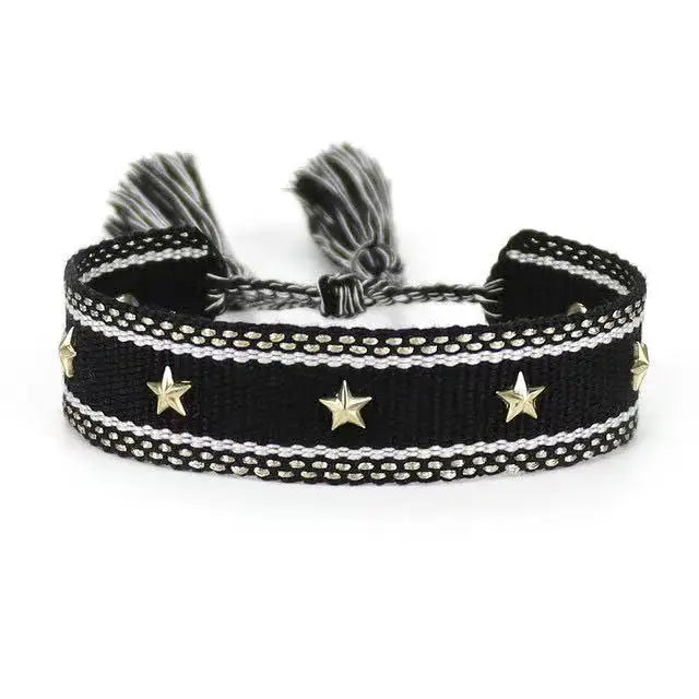 Vintage Friendship Bracelets STARS | MOON Bracelets Adjustable Woven Arm Stacked Jewelry