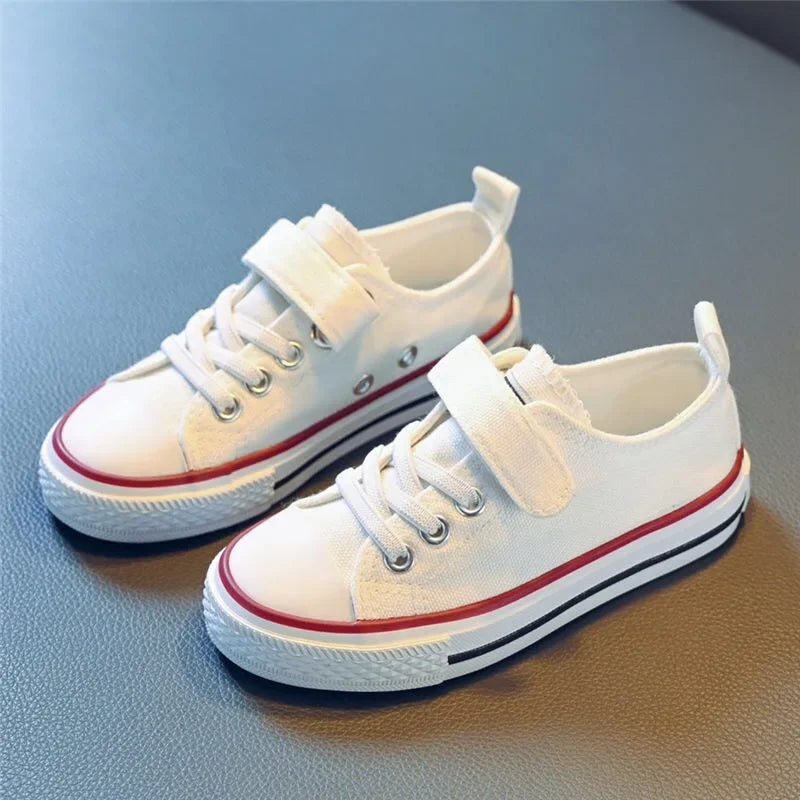 2023 New Children's Canvas Shoes Boy's Girls Small White Magic Stickers Student Baby Board Shoes Summer Rubber Outsole