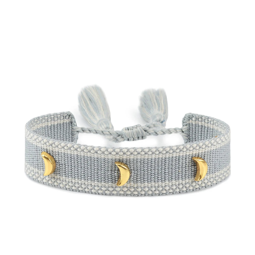 Vintage Friendship Bracelets STARS | MOON Bracelets Adjustable Woven Arm Stacked Jewelry