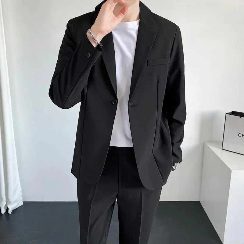 Loose Handsome Summer Suit Jacket Slimming Business Professional Formal Trendy Fashion Set for Men Casual Chic Outfit