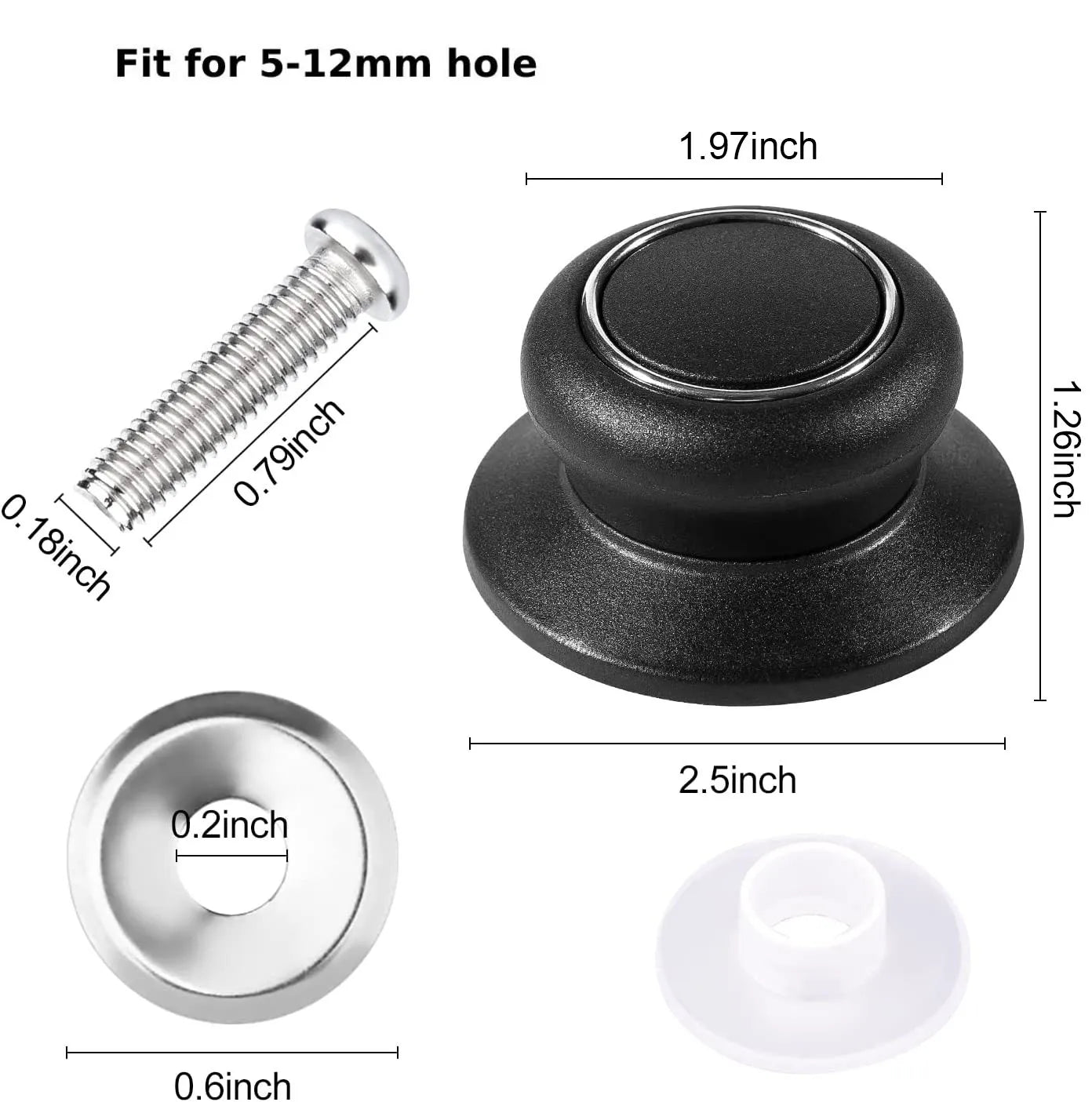 2pcs Replacement Lifting Handle Universal Pot Lid Holding Handle Glass Lib Cover Knob Cap for Kitchen Saucepan Cookware Handgrip