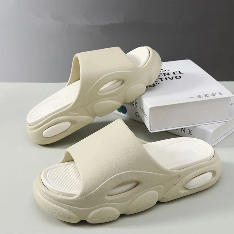 Comwarm New Men Summer Slippers Thick Sole House Non-slip Bathroom Shower Slides Outdoor Soft Cloud Fashion Beach Shoe Flip-flop