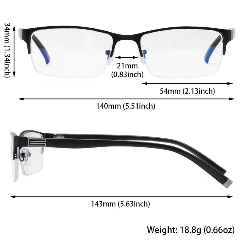 Anti Blue Light Blocking Half Frame Eyeglasses for Woman Man Business Progressive Multifocal Reading Glasses Presbyopia eyewear