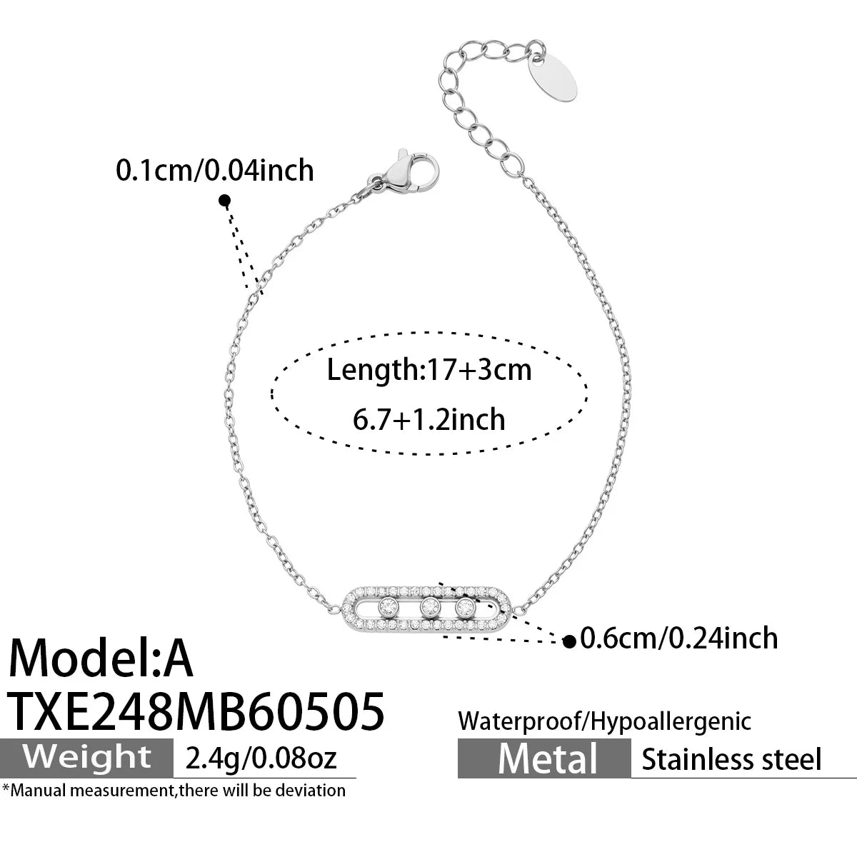 Shiny Zircon Pendant Necklaces Bracelets Rings 18k Gold Plated Stainless Stee Chain Necklace Bracelet Ring Jewelry Set for Women