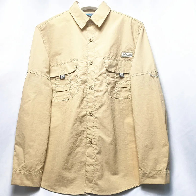 Middle aged and young men business casual Summer sun protection Shirt men Men's collar workwear shirt, workwear, pocket casual
