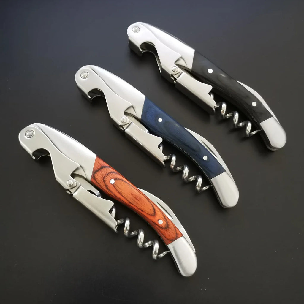 Stainless Steel red Wine Beer Bottle Opener Cork Screw wood Multi function seahorse safe cut Kitchen Bar Tools wholesale