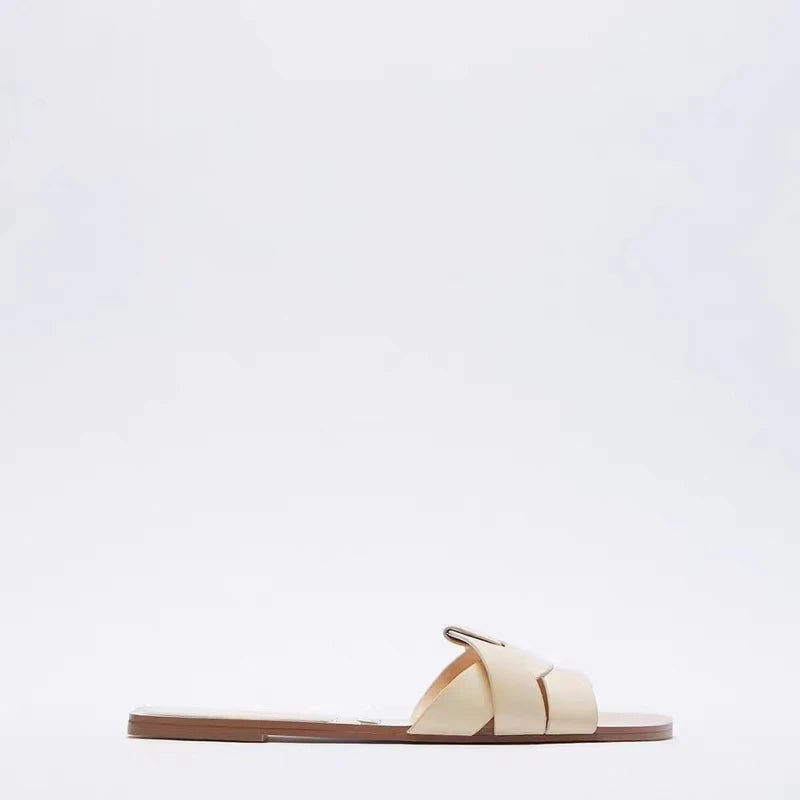 Summer Women Slippers Fashion Outdoor Casual Breathable Flat T-shape Soft Comfortable Heels Shoes Open Toe Sandals Slides Women