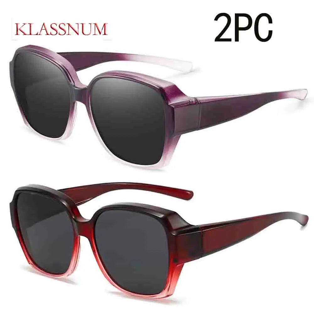 KLASSNUM Trend Driving Polarized Sunglasses For Men Women Fit Over Glasses Wrap Around Sunglasses Square Shades UV400 Goggles