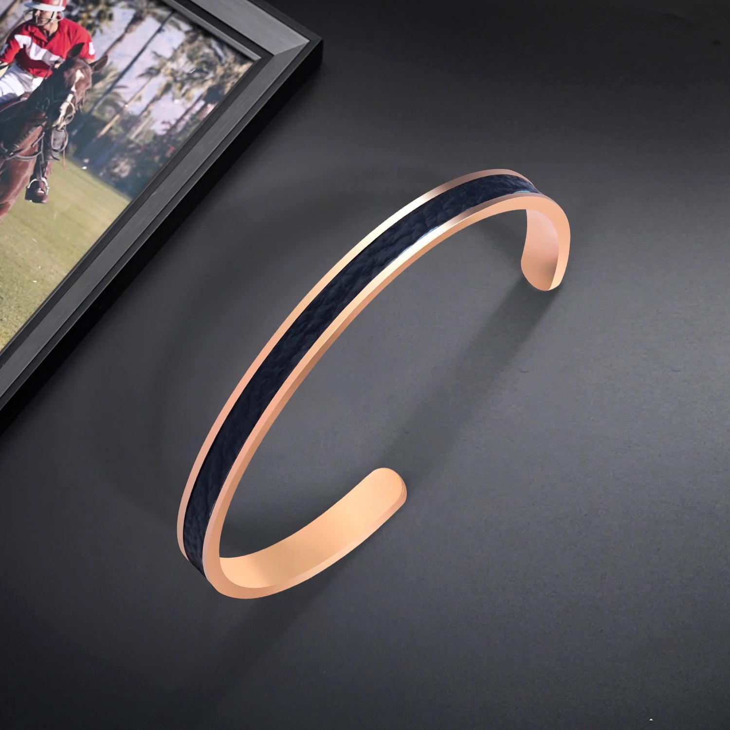 Minimalist Cuff Bangle For Men Black Man Bracelets On Hand Adjustable Stainless Steel PU Leather Men Fashion Jewelry Trendy Gift