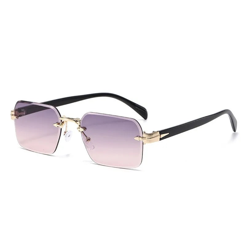 Luxury Rimless Square Sunglasses Men Women Metal Hinge Cut Edge UV400 Retro Elegant Ethnic Fashion Trendy Shades 2239