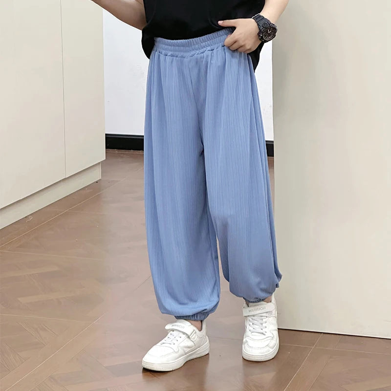 1pc Kid Mosquito Proof Pant Boy Girl Casual Loose Thin Trouser Ice Silk Spring Summer Baby Versatile Breathable Candy Color Pant