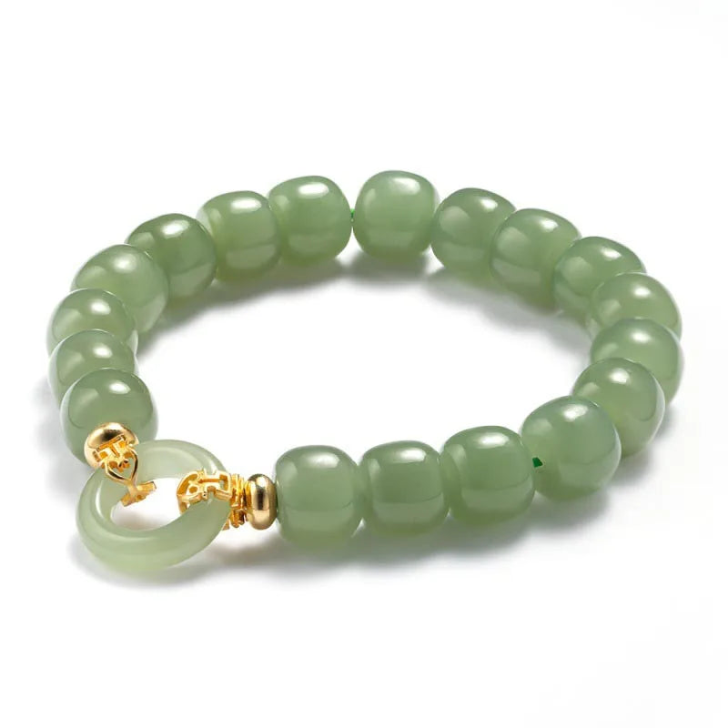 New Bohemian Vintage Beaded Natural Hetian Jade Bracelet Elegant Retro Fashion Hand Ornaments Bracelet Women Casual Jewelry Gift