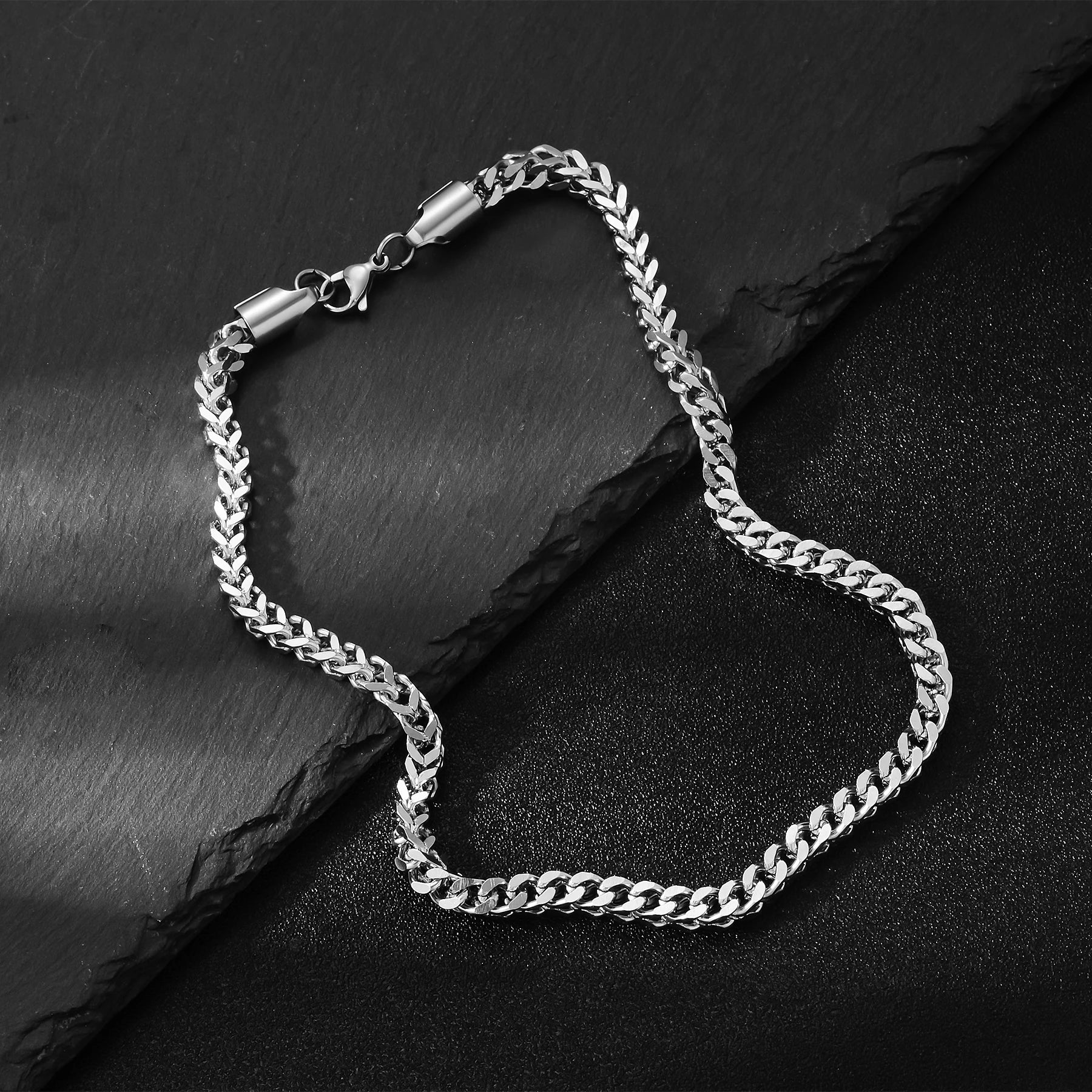 1Pc Size 3mm-5mm Gold/Silver Color 316L Stainless Steel Franco Fox tail Chain Necklace Women Men Jewelry Gift Dropshipping