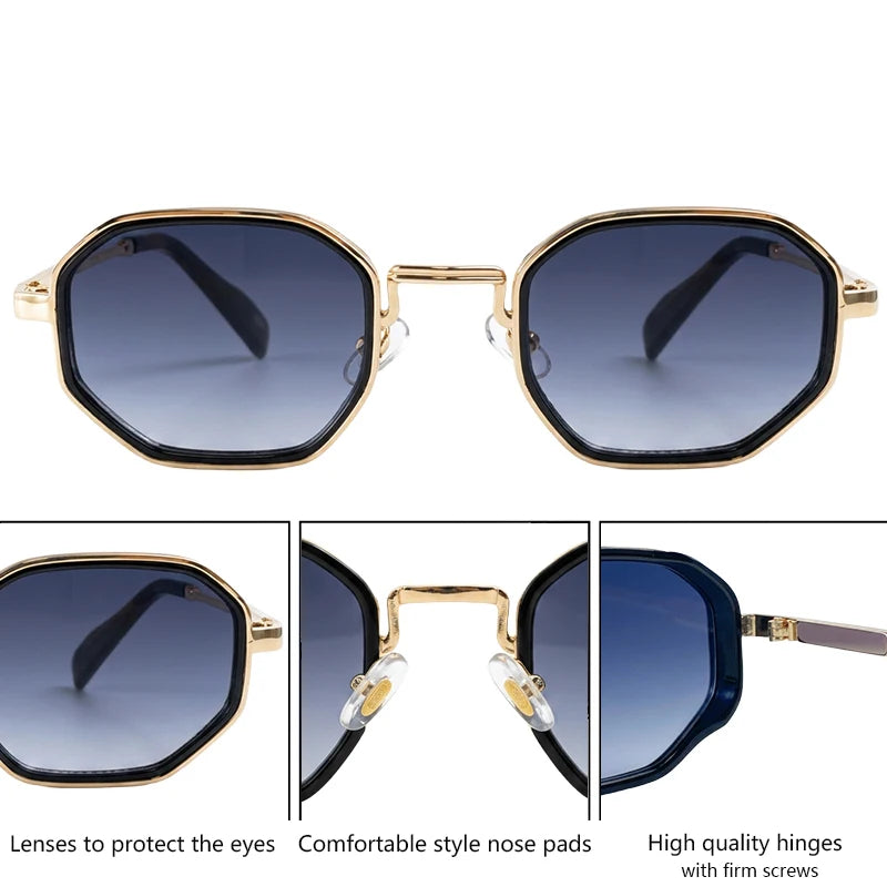 Steampunk Octagon Sunglasses Men 2026 Luxury Designer Square Punk Metal Frame Sun Glasses For Male Eyewear Trendy Shades Outdoor