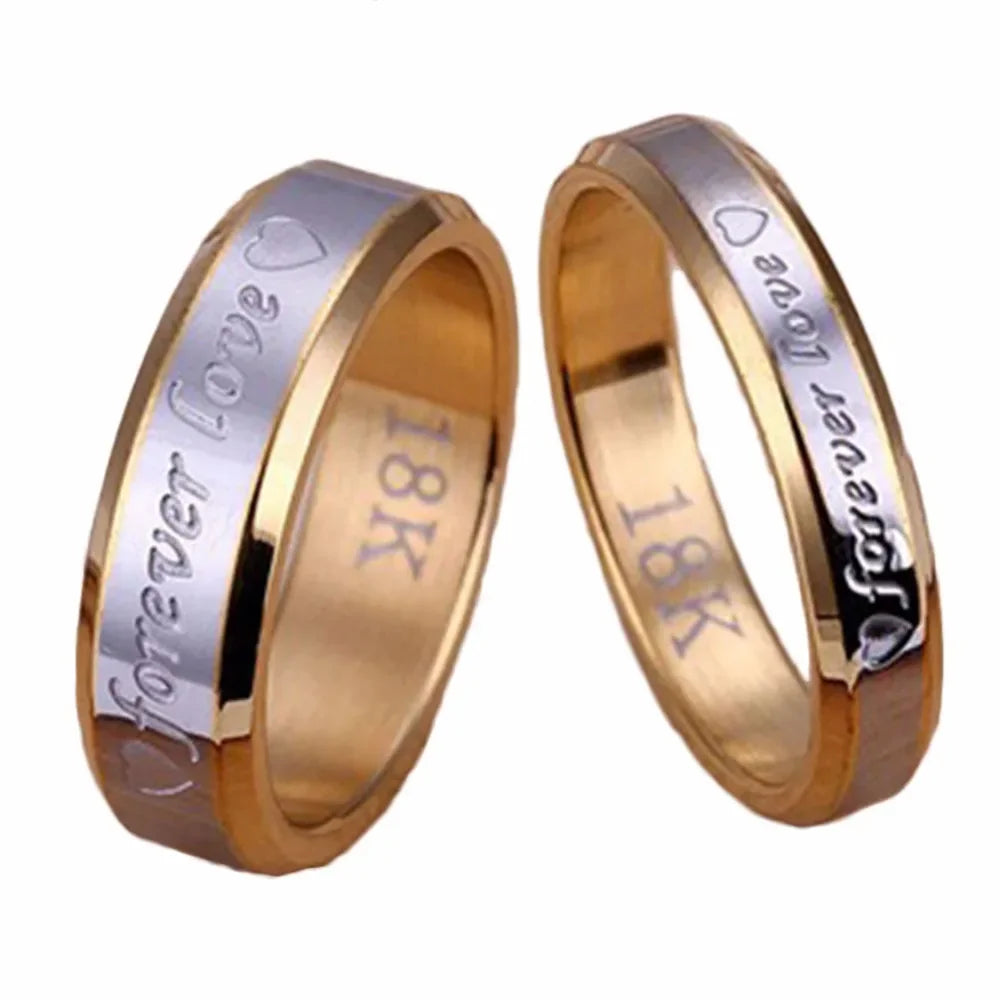 Chic Couple Ring Men/Women Forever Love Gold Silver Plated Steel Wedding Engagement Band Rings Jewelry Gift