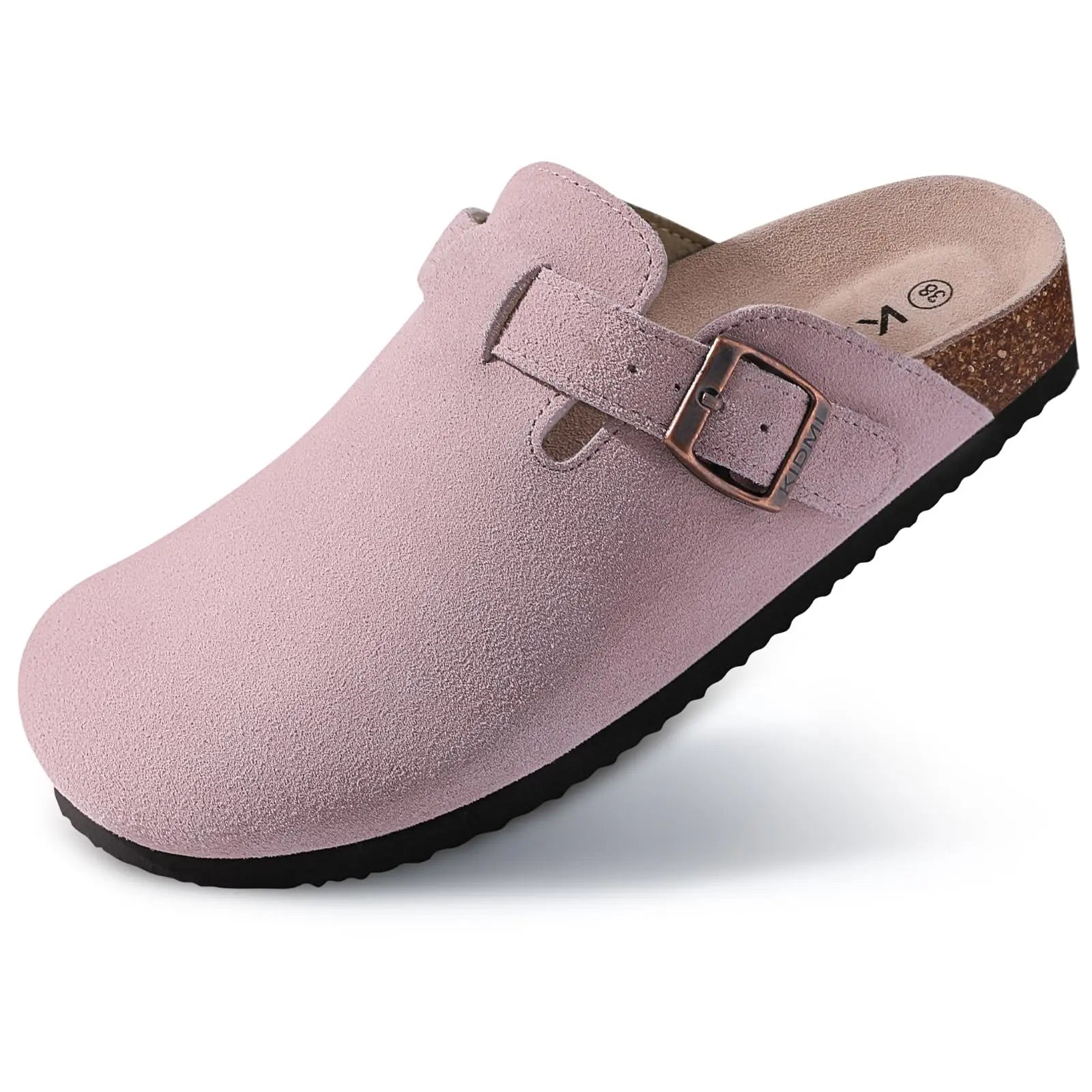 Crestar Women's Clogs Mules Cork Clogs Slippers Men Outdoor Mules Suede Clogs Shoes with Arch Support Mule Leather Clogs Sandal