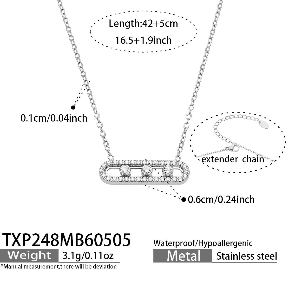 Shiny Zircon Pendant Necklaces Bracelets Rings 18k Gold Plated Stainless Stee Chain Necklace Bracelet Ring Jewelry Set for Women