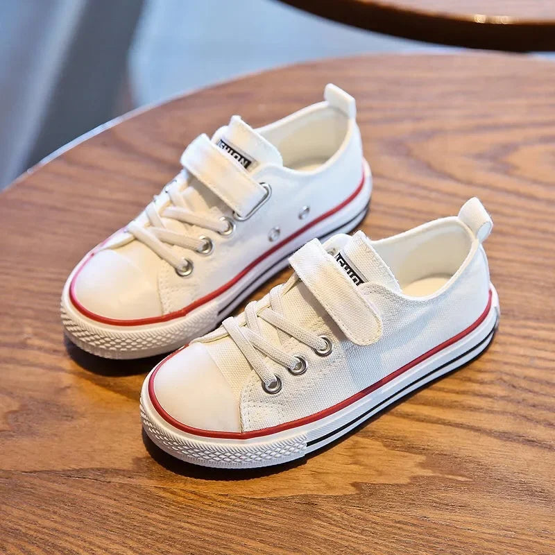2023 New Children's Canvas Shoes Boy's Girls Small White Magic Stickers Student Baby Board Shoes Summer Rubber Outsole